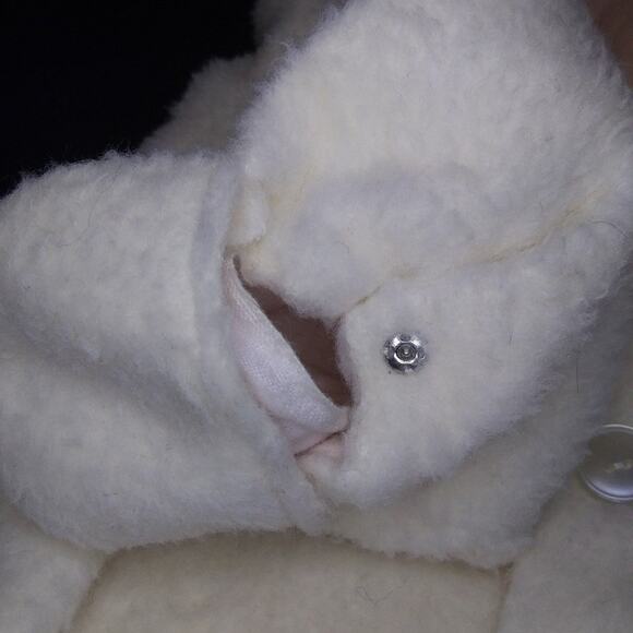 Handmade Vintage Toddler Coat Hooded Lined in Pink Button Front Attached Mittens - Picture 6 of 12